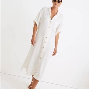 Madewell White Button-Front Maxi Dress